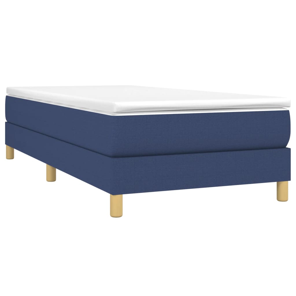 Estrutura de cama com molas 100x200 cm tecido azul
