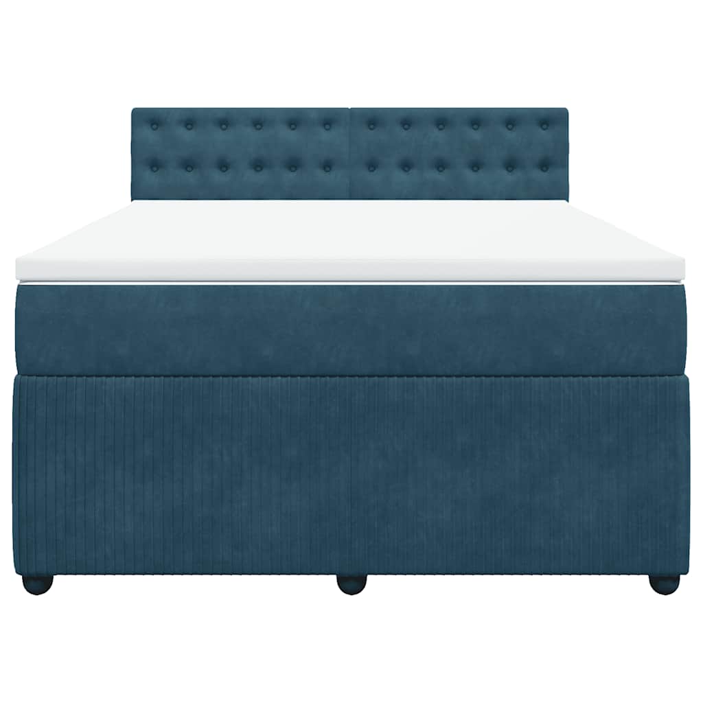 Cama boxspring com colchão 140x190 cm veludo azul