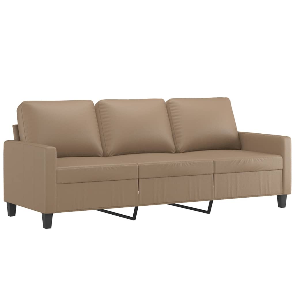 3 Pcs conjunto sofás c/ almofadões couro artificial cappuccino
