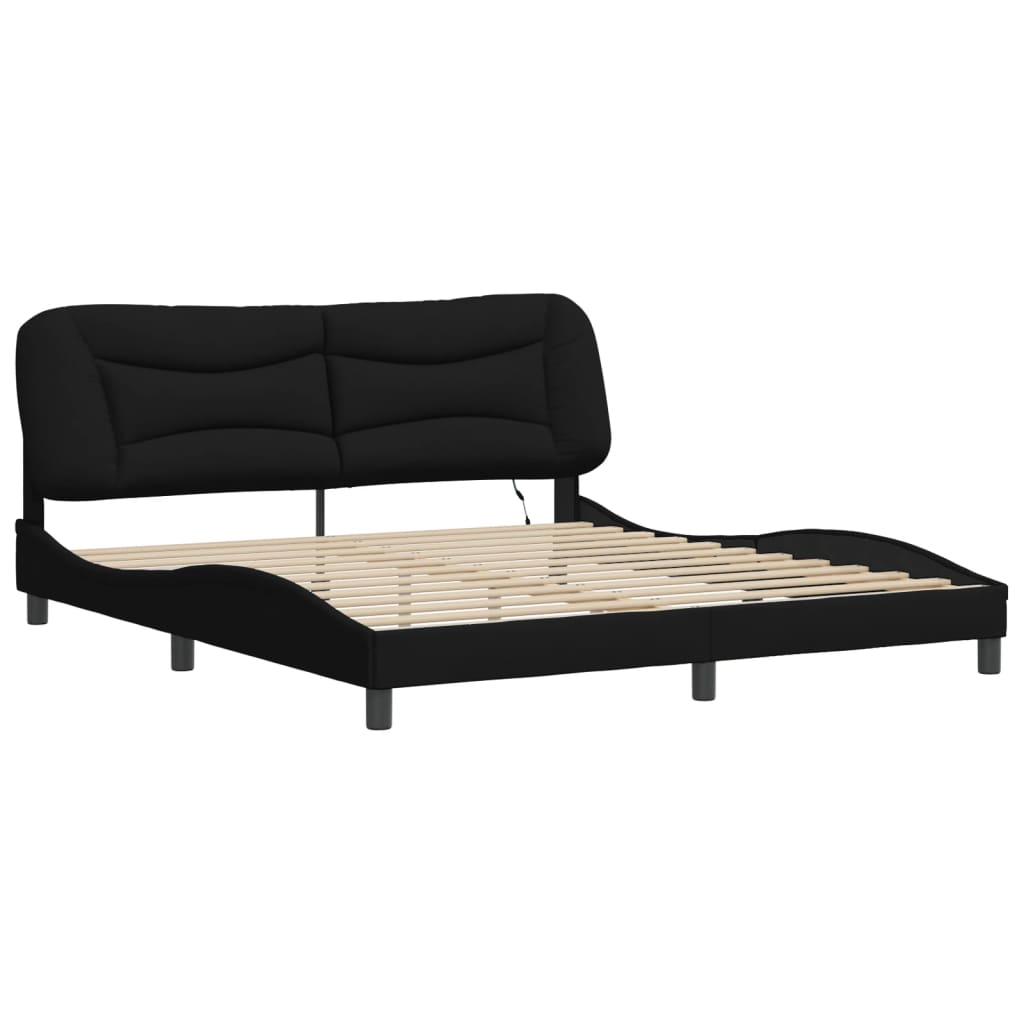 Estrutura de cama com LED sem colchão hvar 180x200 cm tecido preto