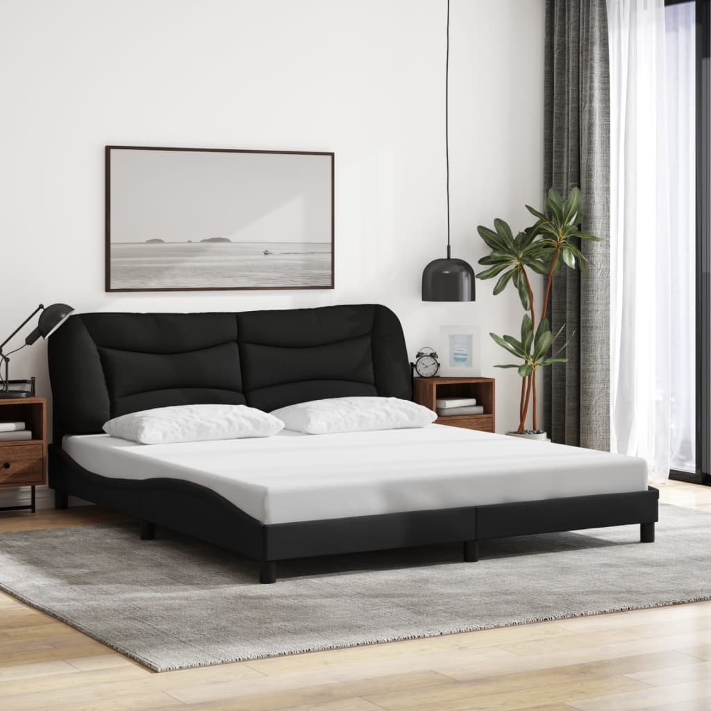 Estrutura de cama com LED sem colchão hvar 180x200 cm tecido preto