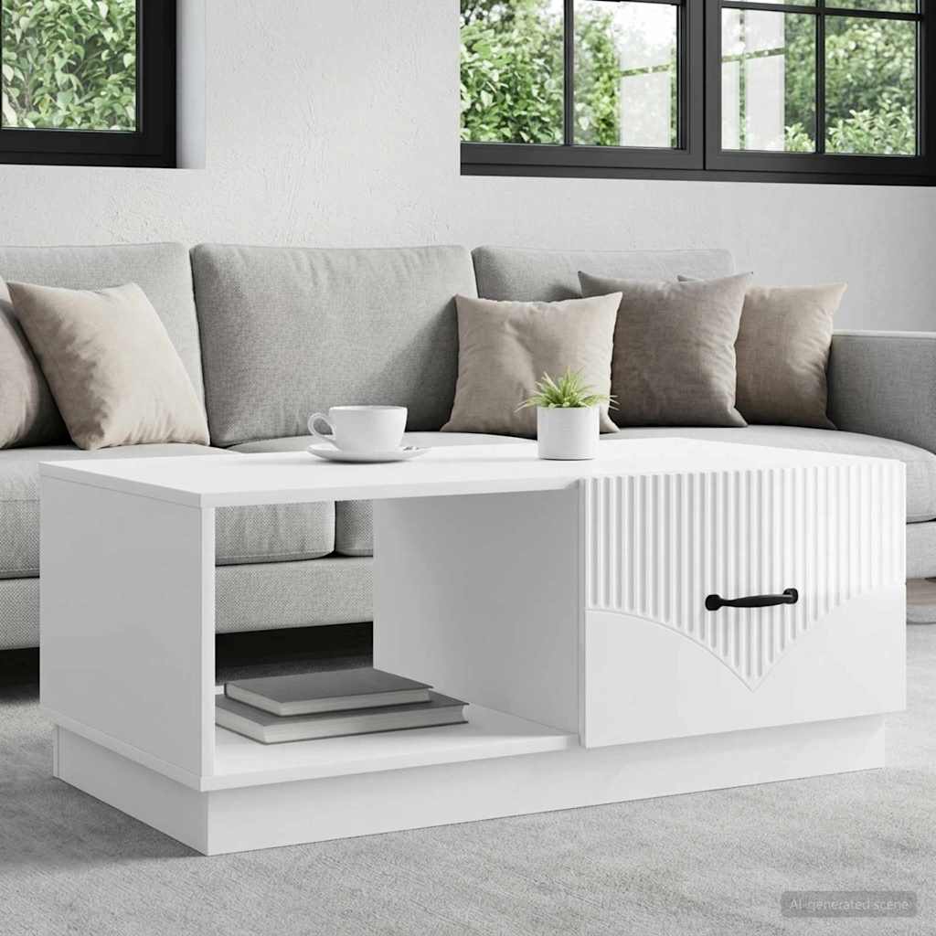 Mesa de centro branco brilhante 90 x 50 x 37 cm