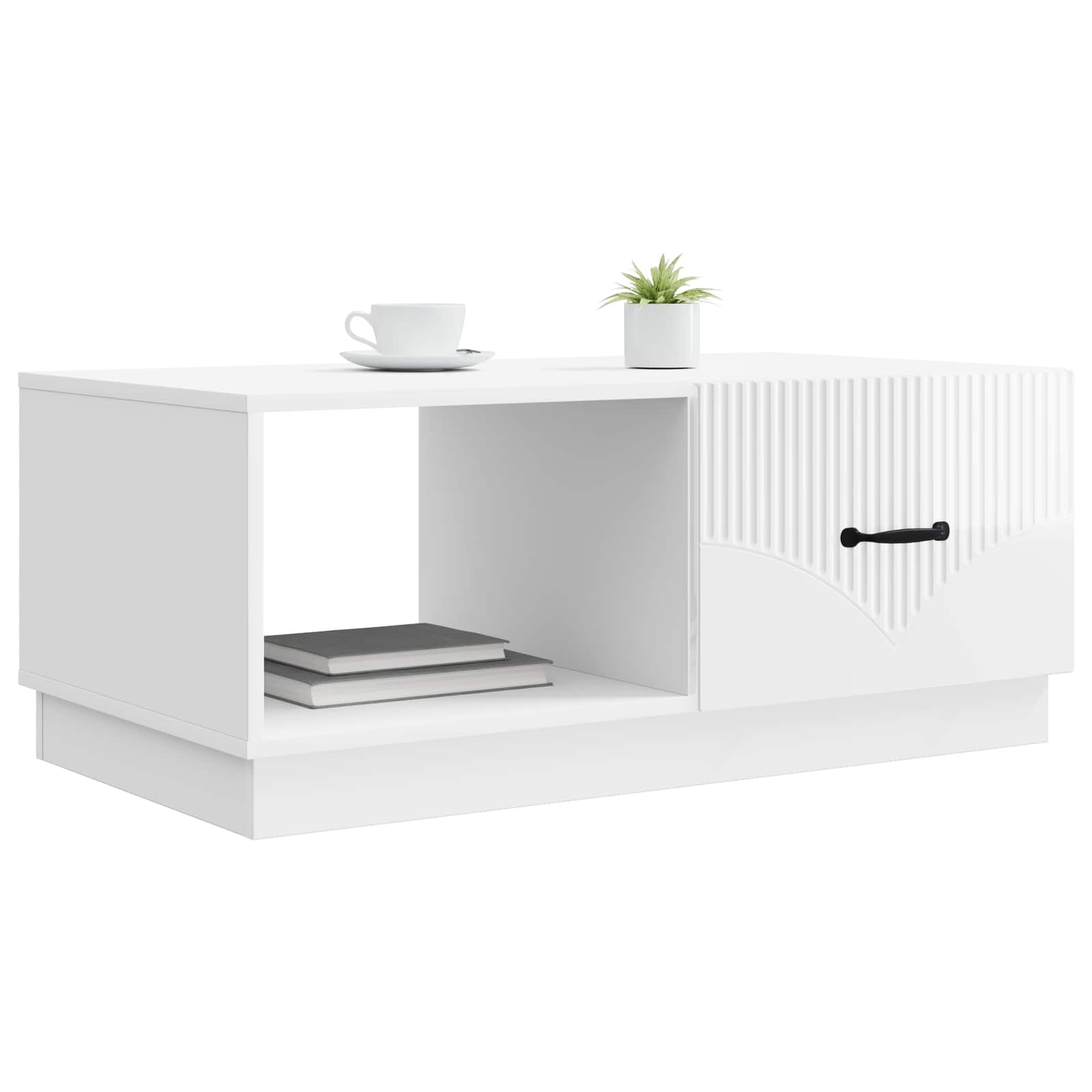 Mesa de centro branco brilhante 90 x 50 x 37 cm