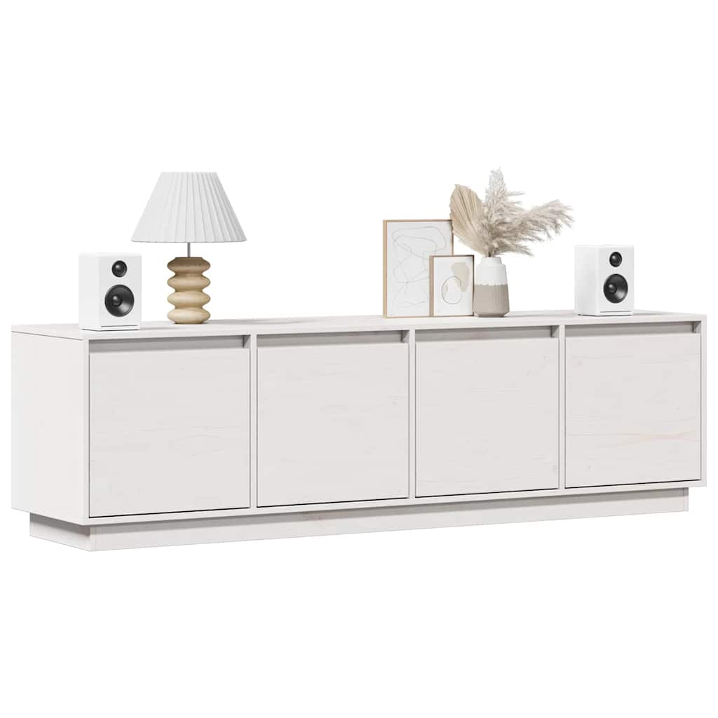 Móvel de TV 156x37x45 cm madeira de pinho maciça branco