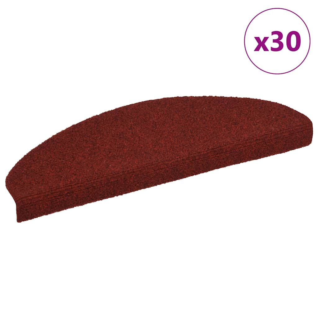 Tapetes de escada autoadesivos 30 peças 65x21x4 cm vermelho bordô meio redondo grande