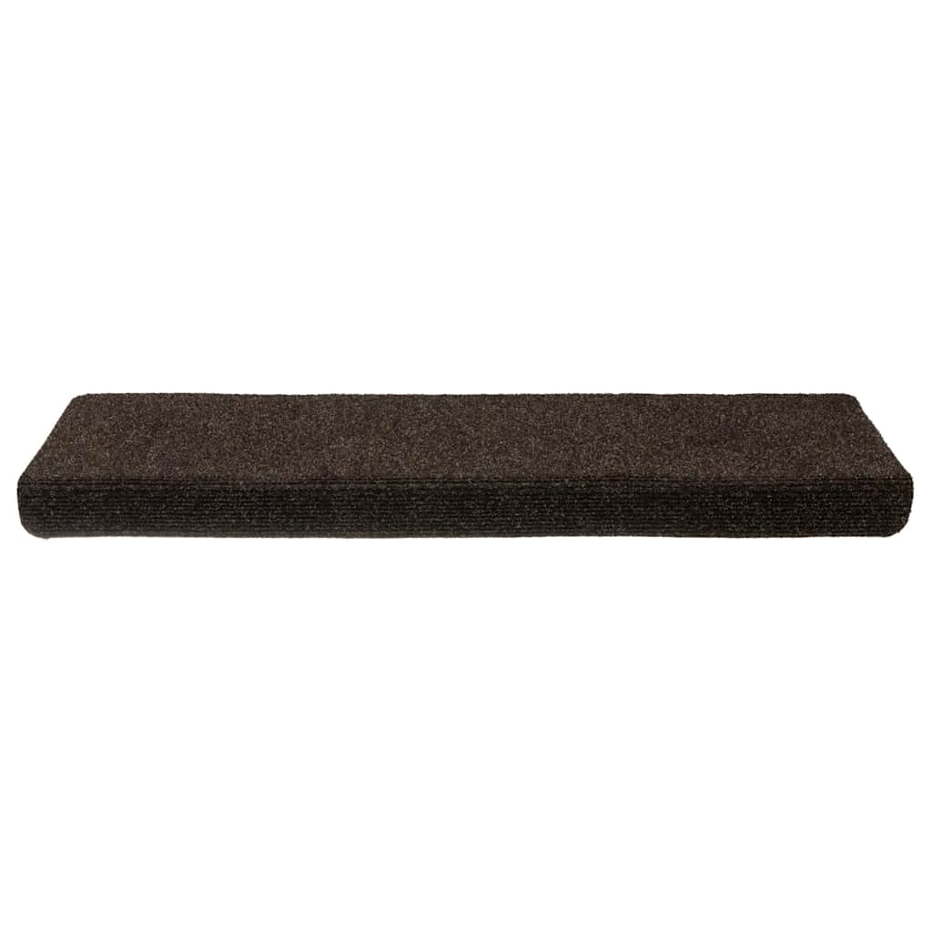 Tapetes de escada autoadesivos 30 peças 65x21x4 cm marrom escuro com borda retangular