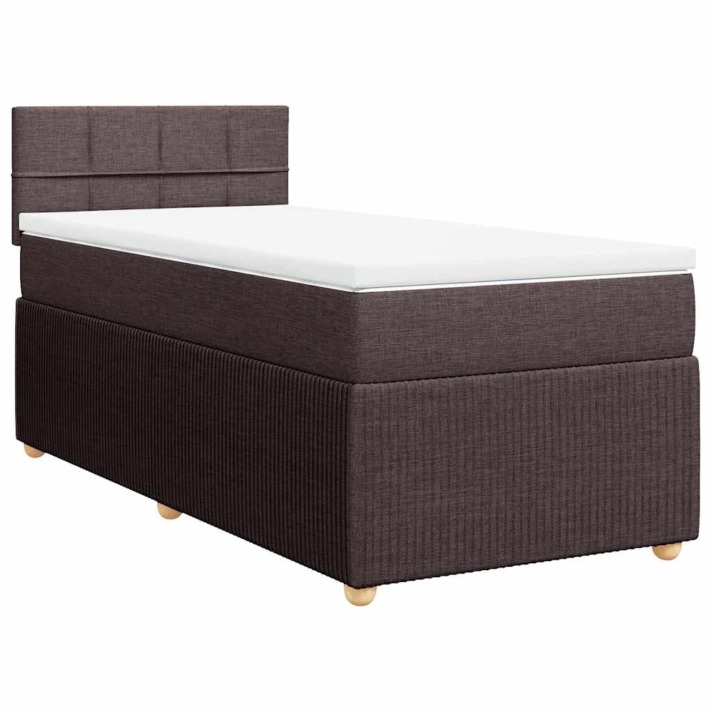 Cama com molas/colchão 90x190 cm tecido castanho-escuro