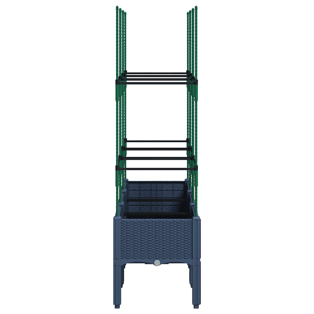 Vaso/floreira de jardim c/ treliça 120x40x142,5 cm PP cinzento azul