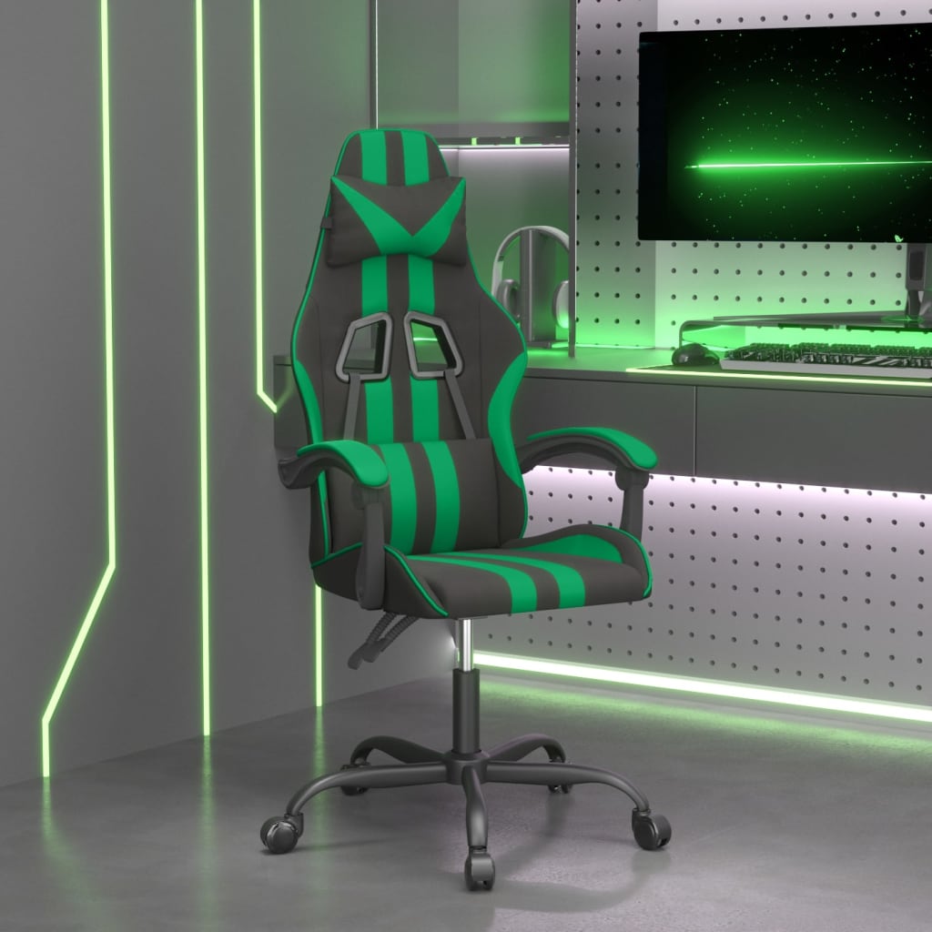 Cadeira gaming couro artificial preto e verde