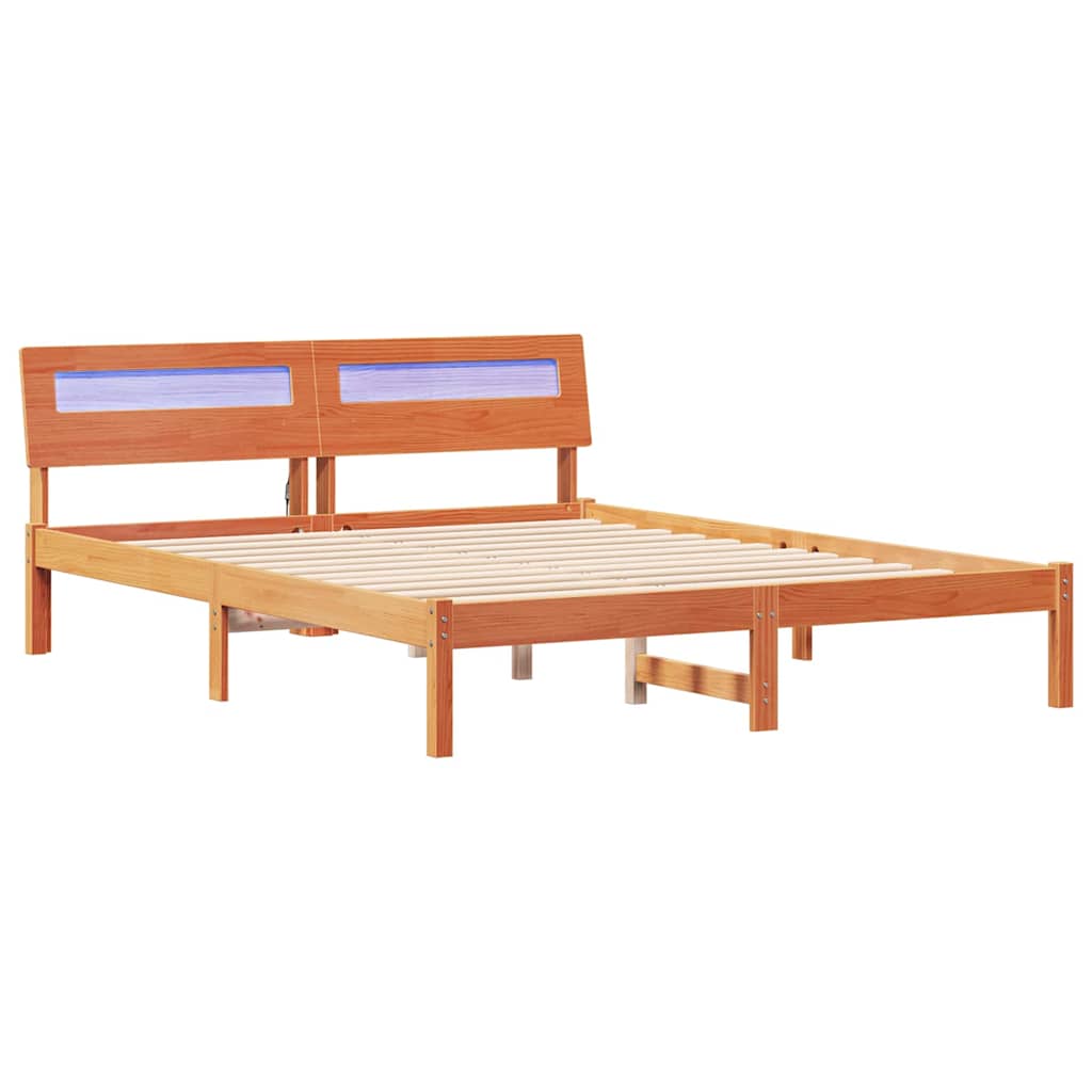 Estrutura da cama com cabeceira marrom cera 150 x 200 cm