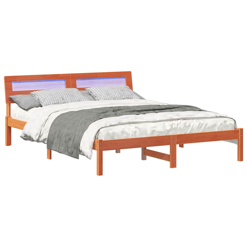 Estrutura da cama com cabeceira marrom cera 150 x 200 cm