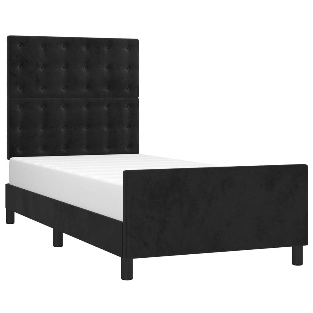 Estrutura de cama sem colchão 100x200 cm veludo preto
