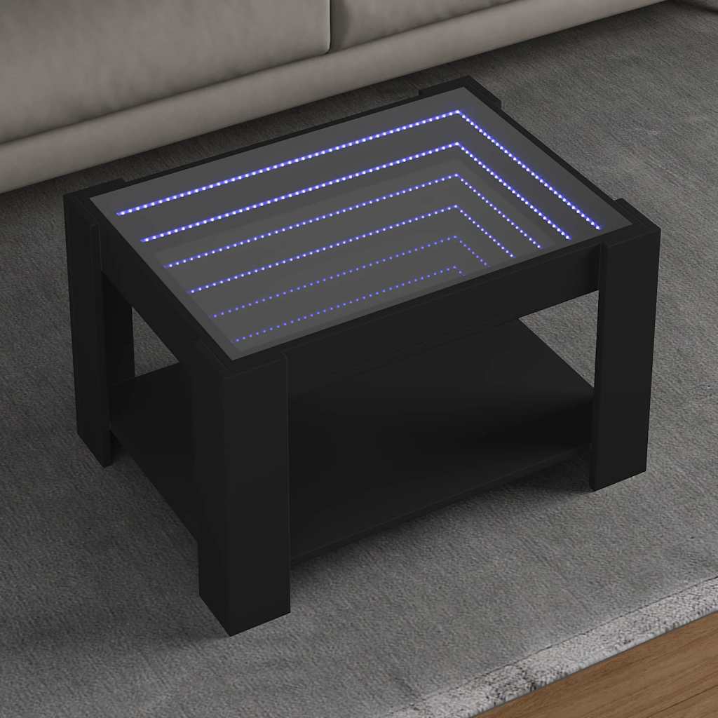 Mesa de centro c/ leds 73x53x45 cm derivados de madeira preto