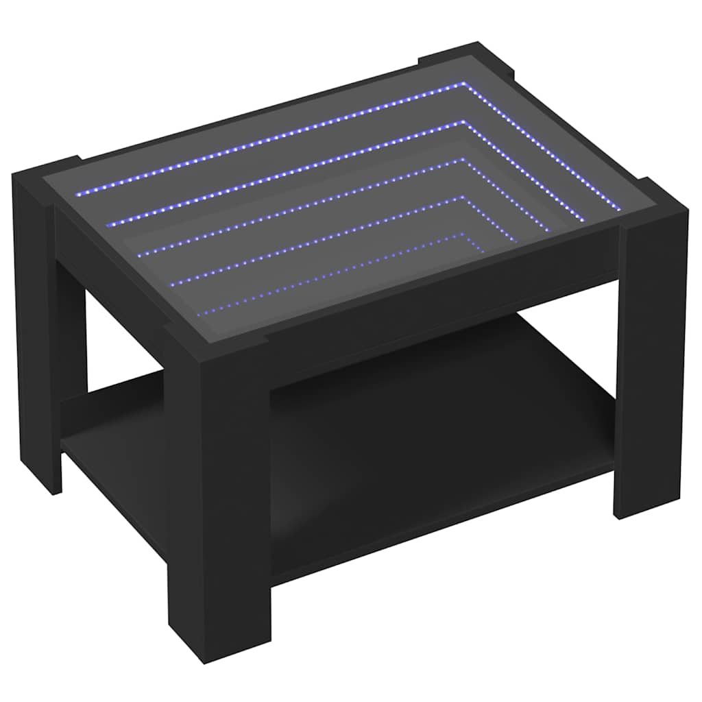 Mesa de centro c/ leds 73x53x45 cm derivados de madeira preto