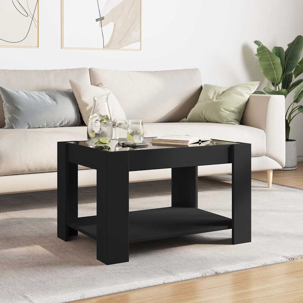 Mesa de centro c/ leds 73x53x45 cm derivados de madeira preto