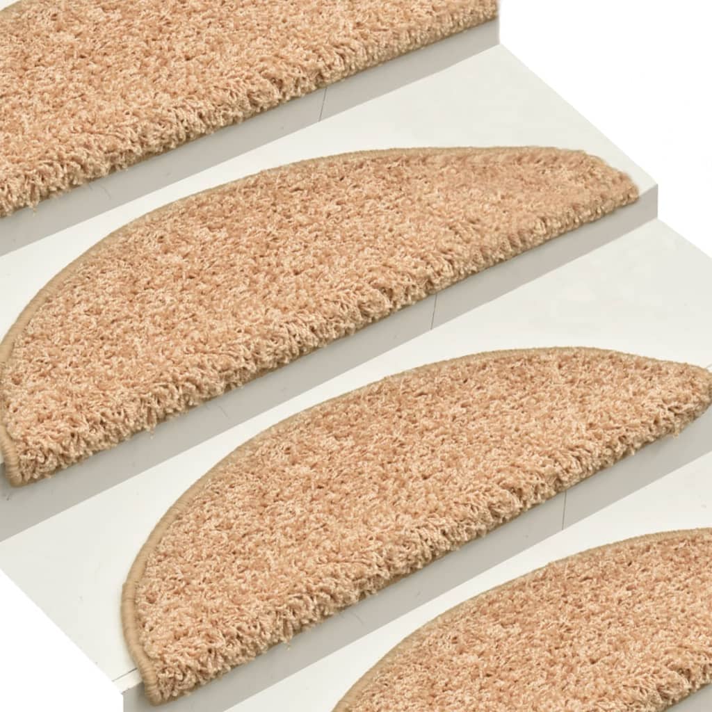 Tapetes de escada 15 peças 56x17x3 cm dourados semicirculares