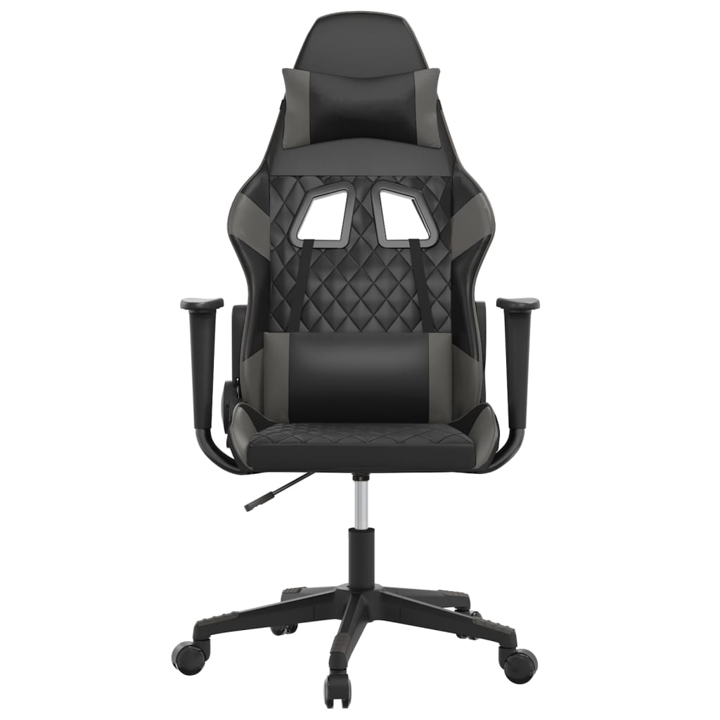 Cadeira gaming massagens couro artificial preto e cinzento