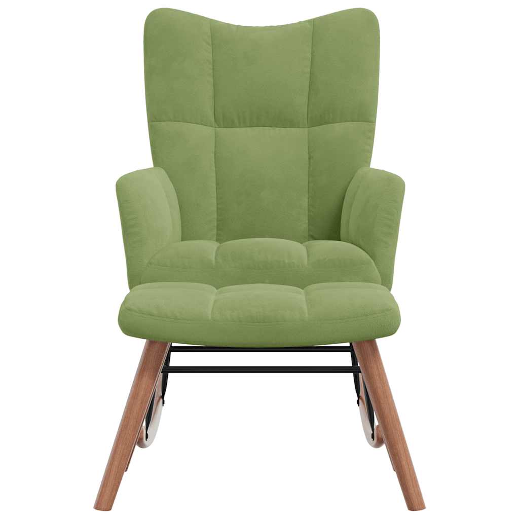 Cadeira de baloiço com banco veludo verde-claro
