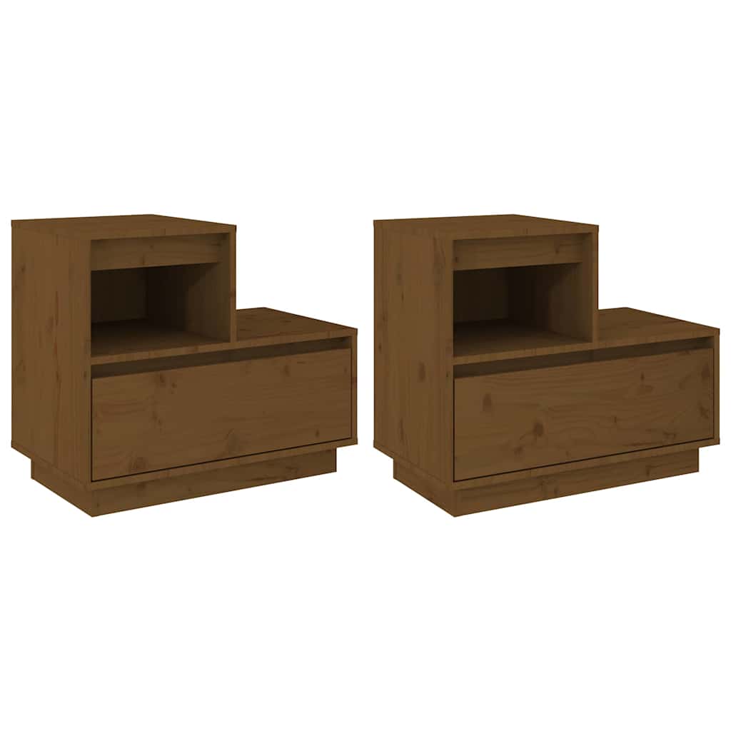 Mesas de cabeceira 2 pcs 60x34x51 cm pinho maciço castanho mel