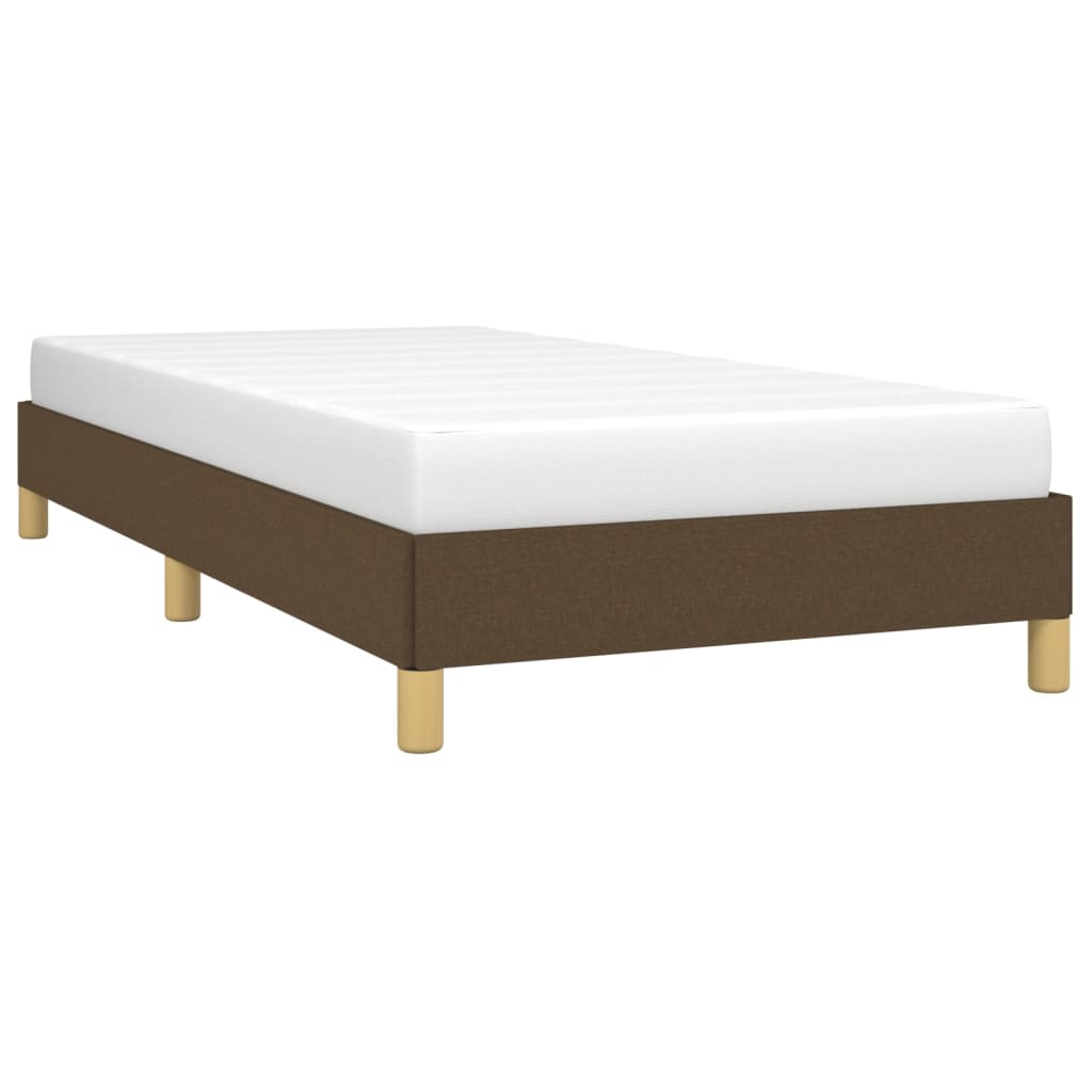 Estrutura de cama sem colchão 100x200 cm tecido castanho-escuro