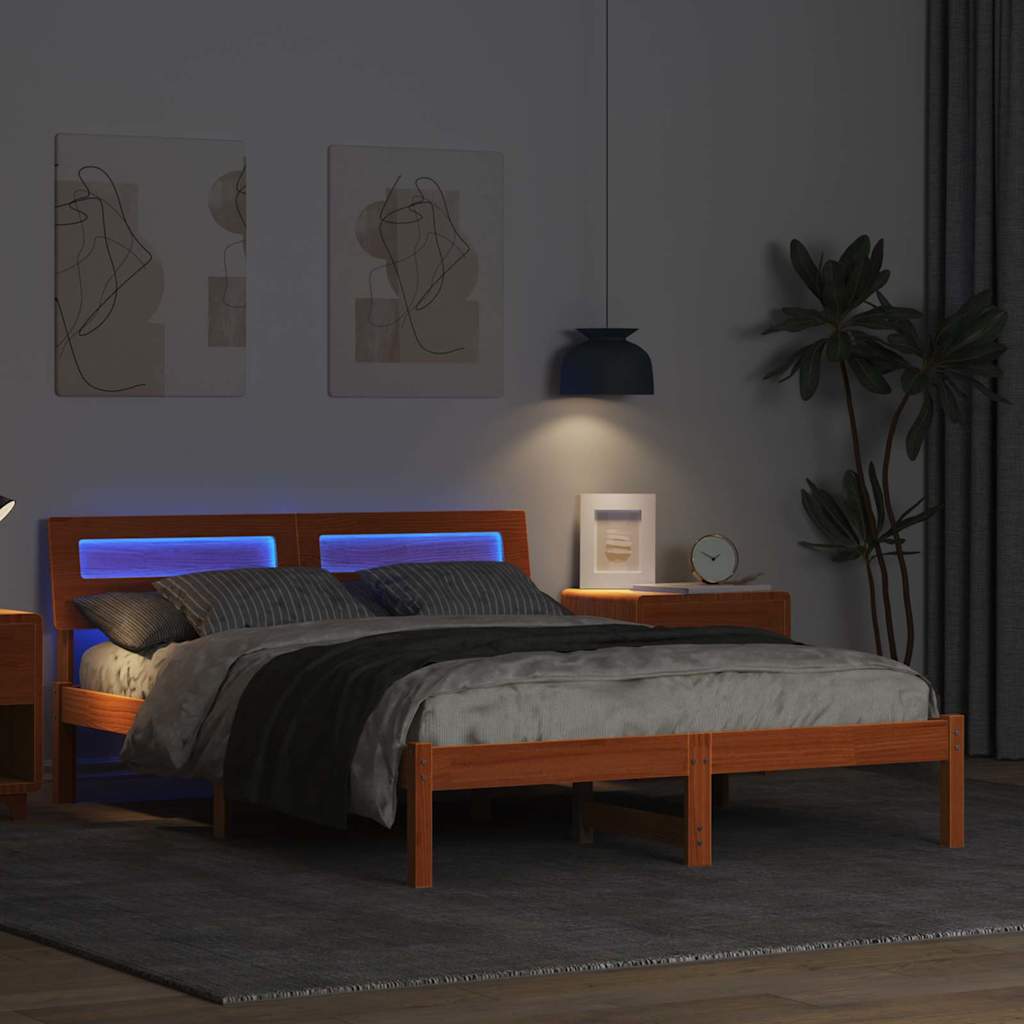Estrutura da cama com cabeceira marrom cera 135 x 190 cm