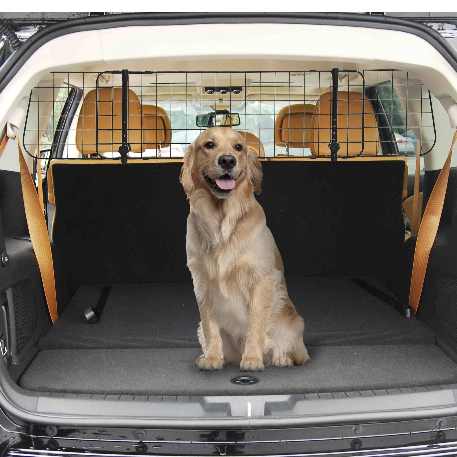 Grade de segurança de carro para cães extensível universal grade de segurança para cães com largura ajustável 91-152x30cm preto