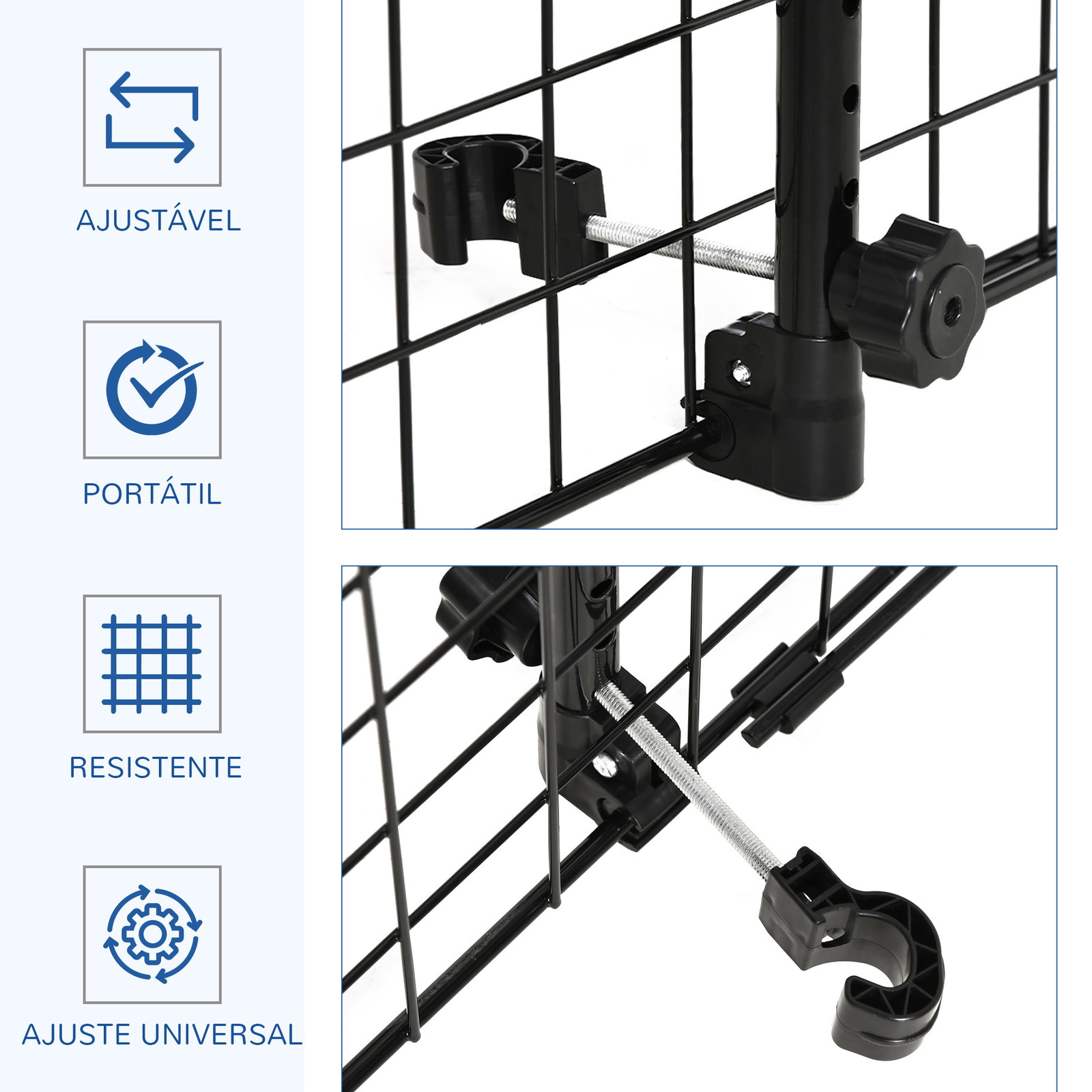 Grade de segurança de carro para cães extensível universal grade de segurança para cães com largura ajustável 91-152x30cm preto