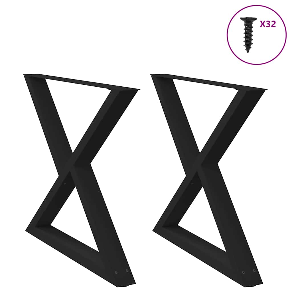 Pés para mesa de jantar 2 peças preto 90x(72-73,3) cm aço