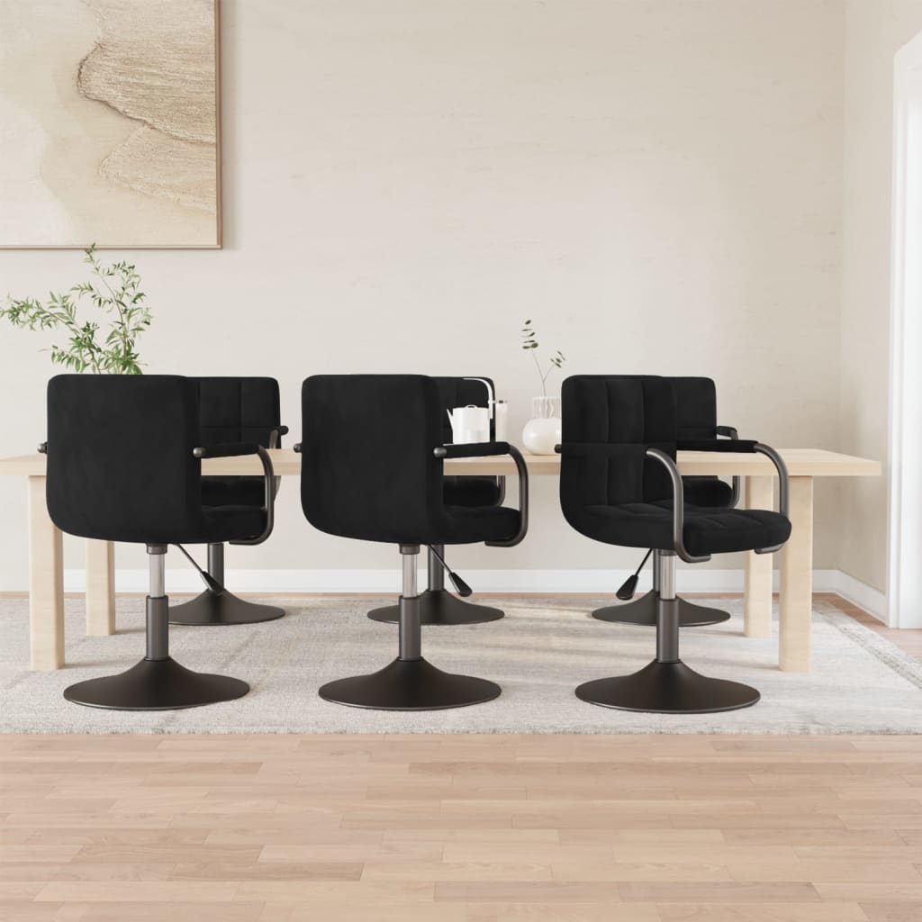 Cadeiras de jantar giratórias 6 pcs veludo preto