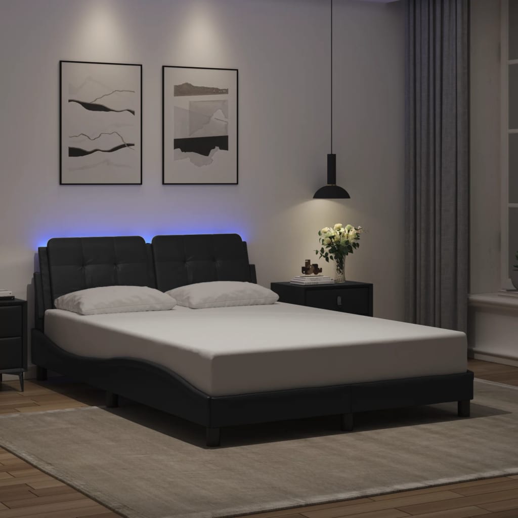 Estrutura de cama com LED sem colchão zadar 120x200cm preto