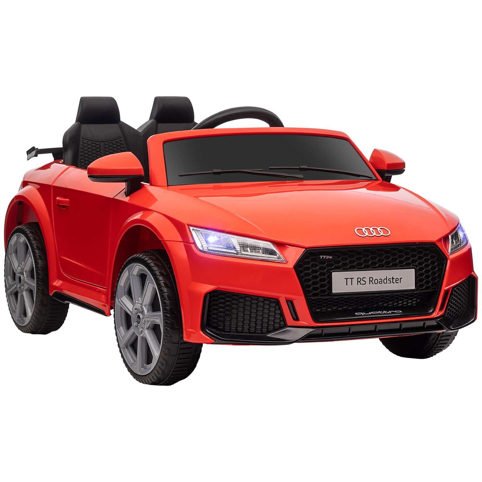 Carro elétrico audi tt para crianças acima de 3 anos com controlo remoto música e luzes bateria 12v 102x60x44 cm vermelho