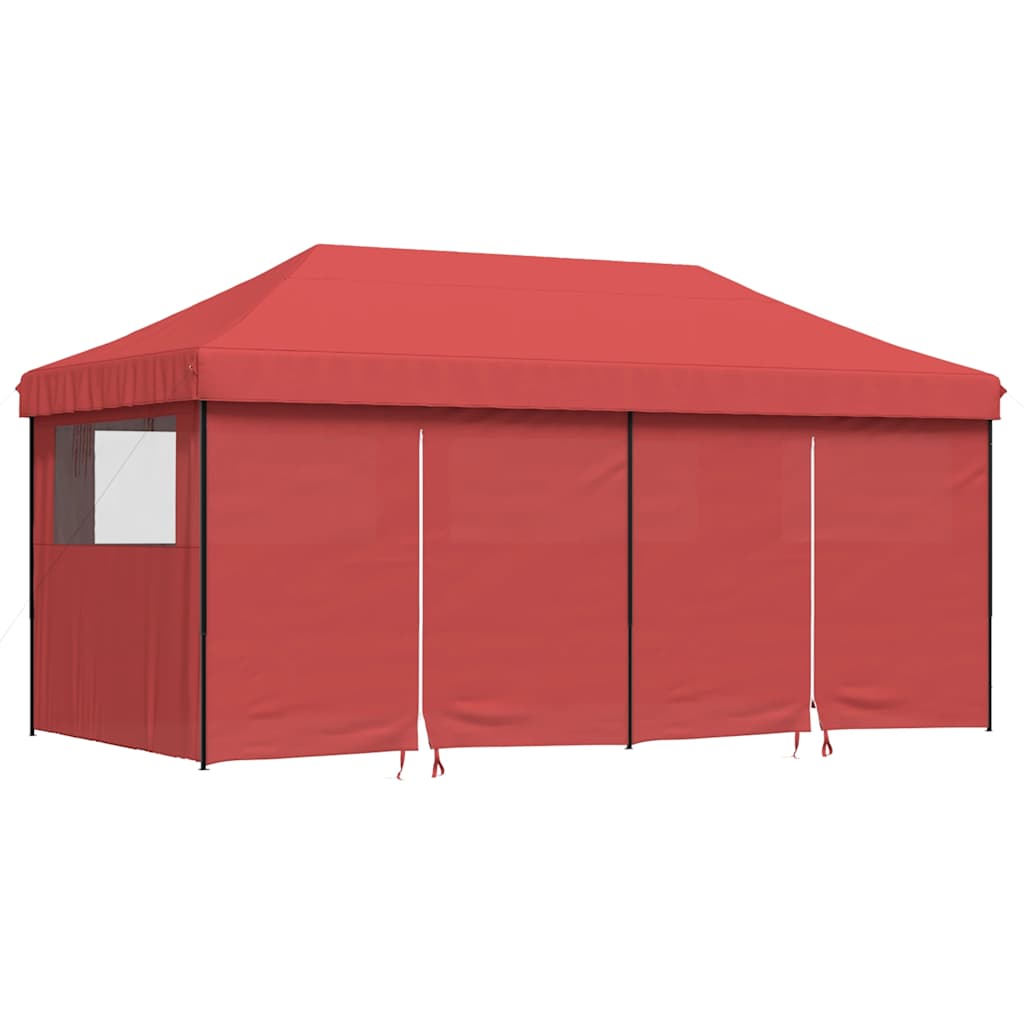 Tenda para festas pop-up dobrável com 4 paredes laterais bordô