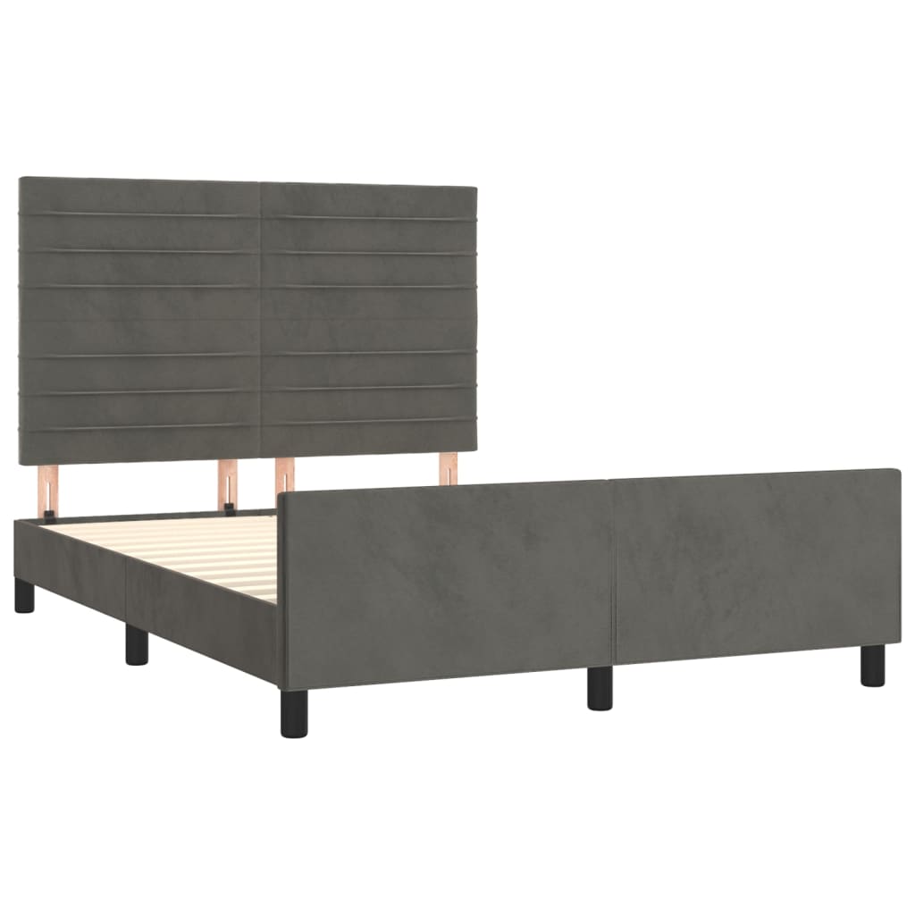 Estrutura de cama sem colchão 140x190 cm veludo cinzento-escuro
