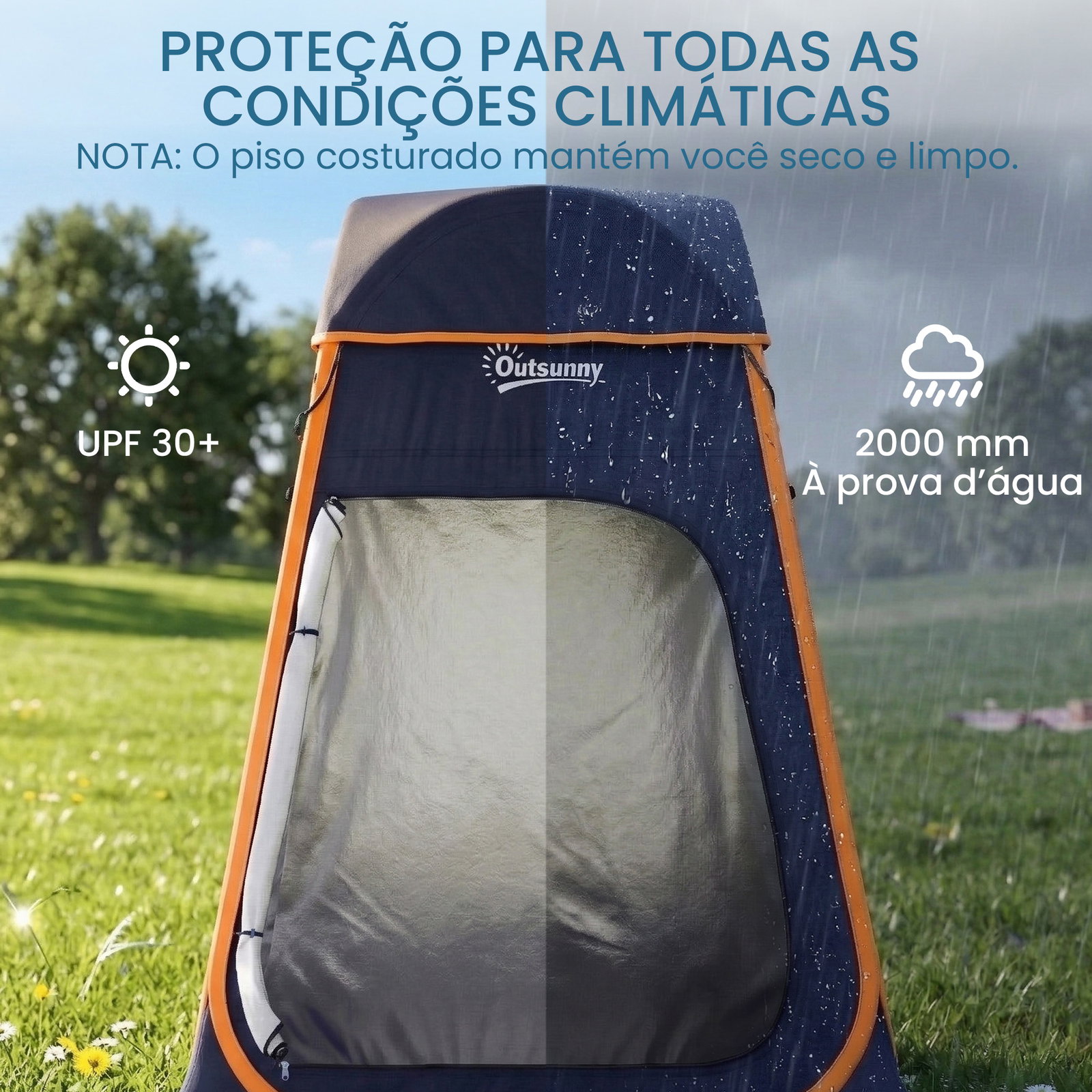 Tenda de campismo instantânea pop-up tenda de duche portátil com bolsa de transporte impermeável azul escuro
