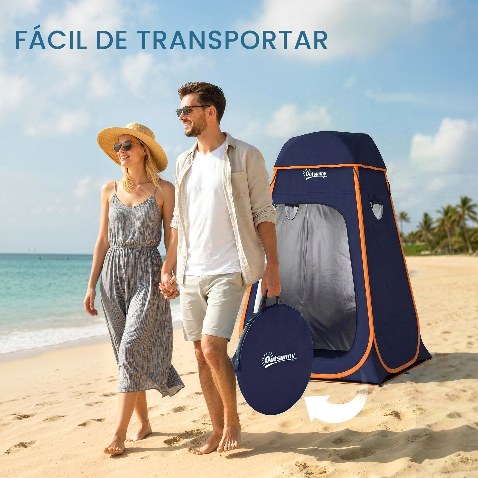 Tenda de campismo instantânea pop-up tenda de duche portátil com bolsa de transporte impermeável azul escuro