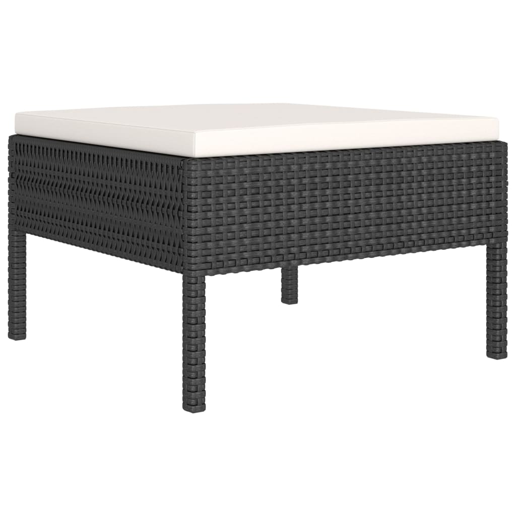 12 Pcs conjunto lounge de jardim c/ almofadões vime PE preto