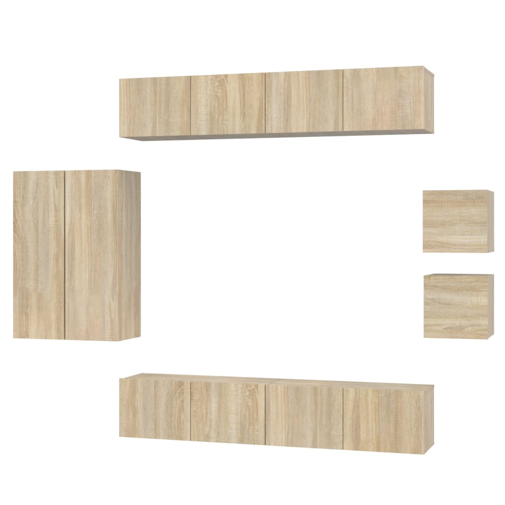 Conjunto móveis de TV 8 pcs madeira processada carvalho sonoma