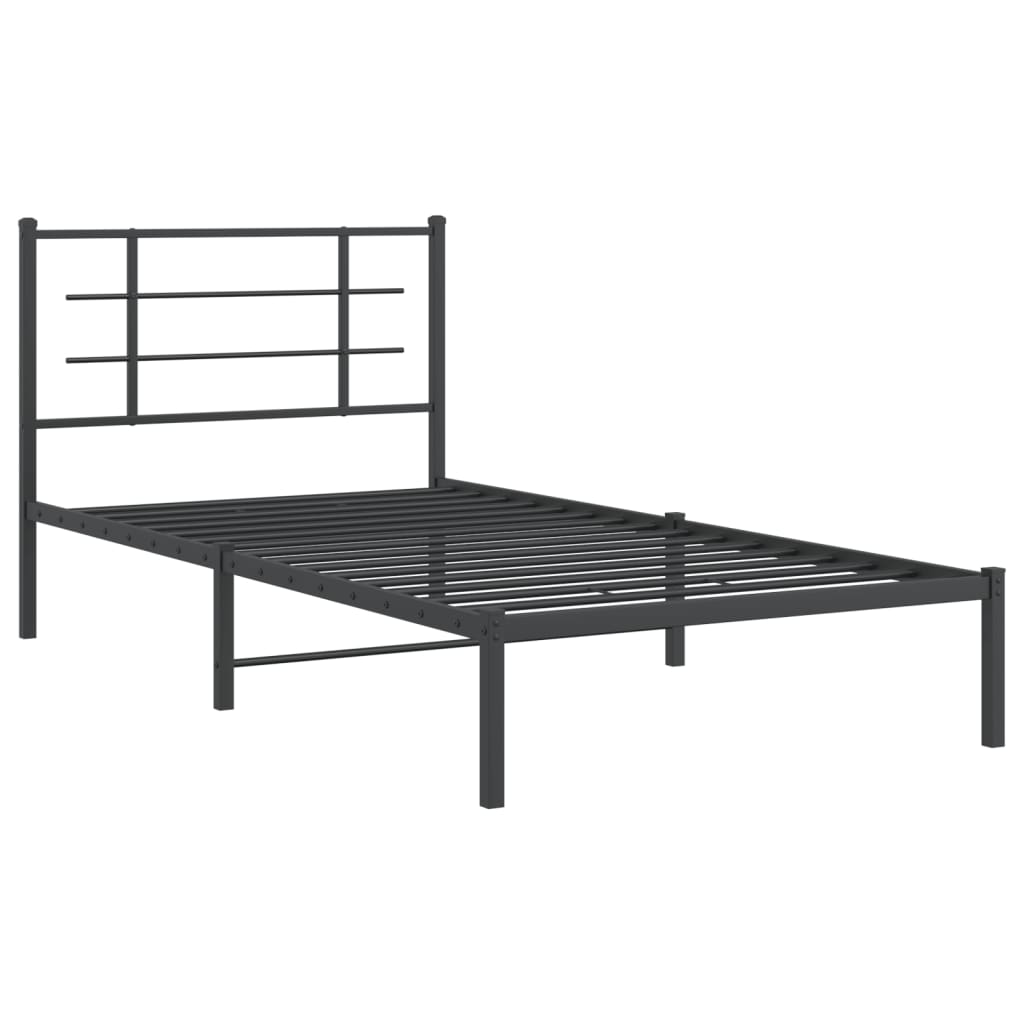 Estrutura de cama com cabeceira 107x203 cm metal preto