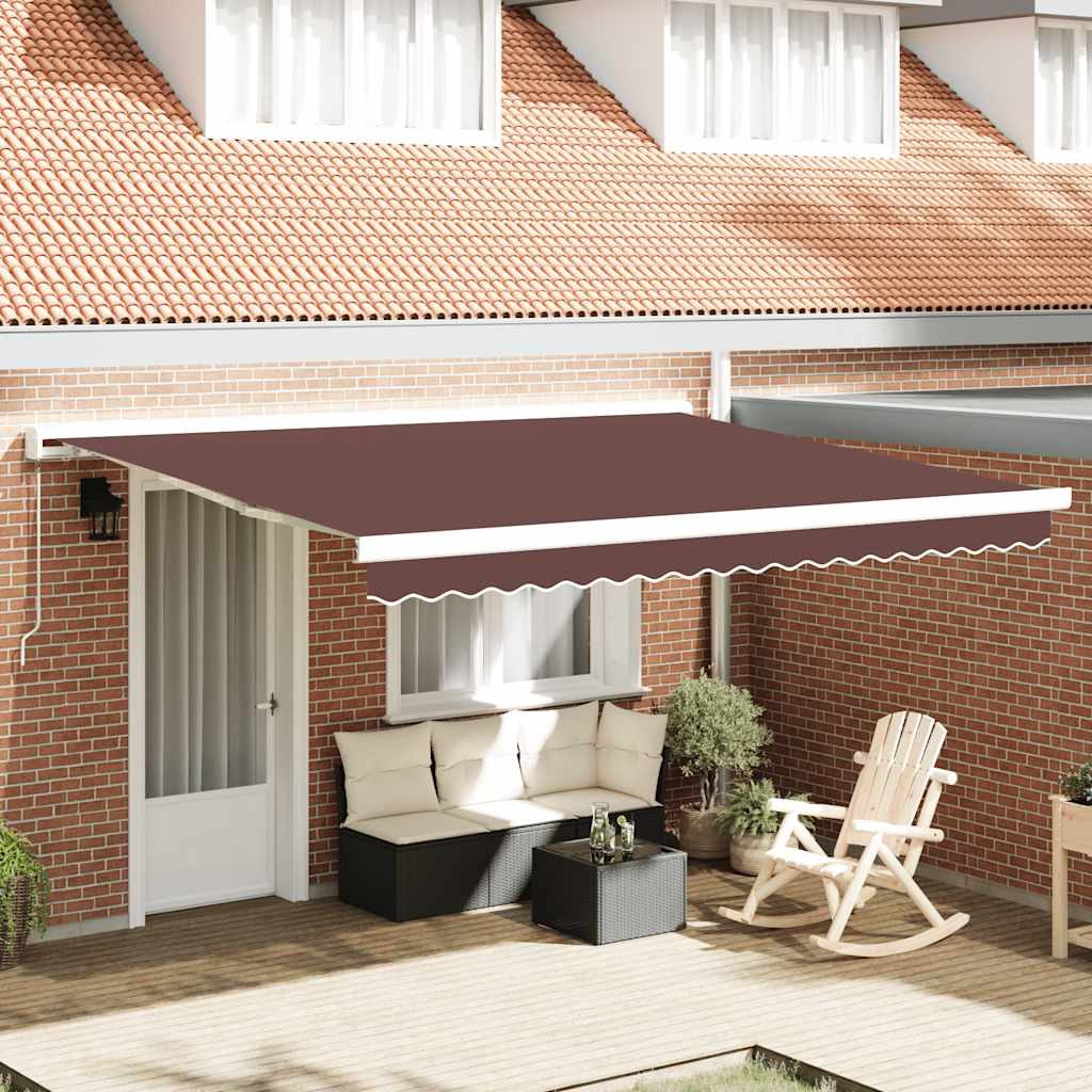 Toldo retrátil manual 400x300 cm castanho