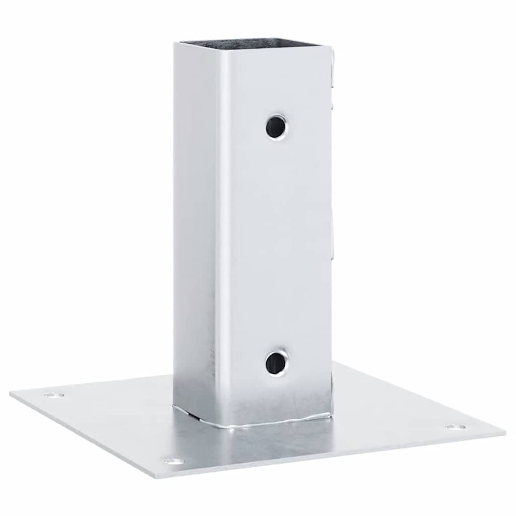 Bases de poste quadradas 4 pcs prata 51x51 mm aço galvanizado