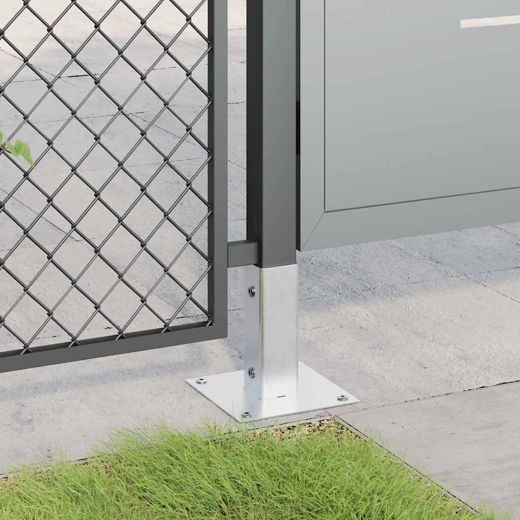 Bases de poste quadradas 4 pcs prata 51x51 mm aço galvanizado