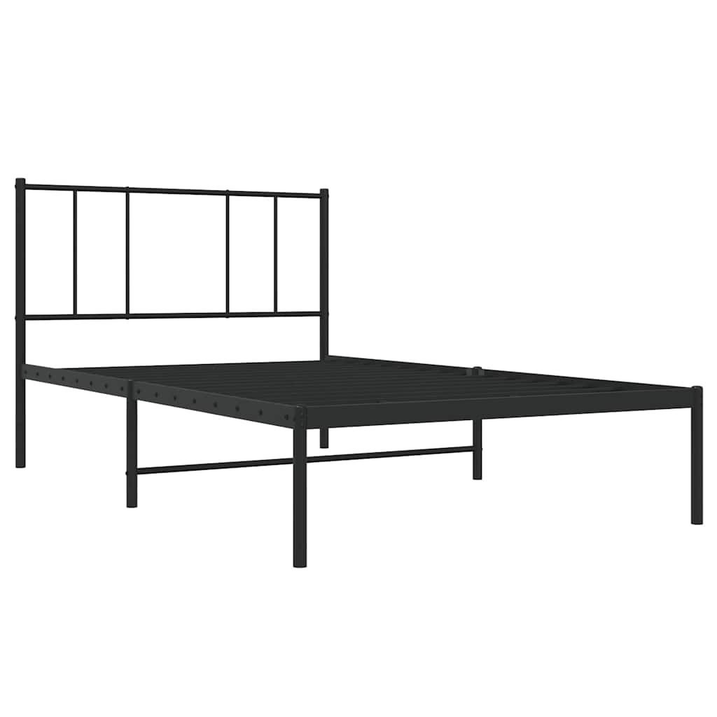 Estrutura de cama com cabeceira 90x190 cm metal preto