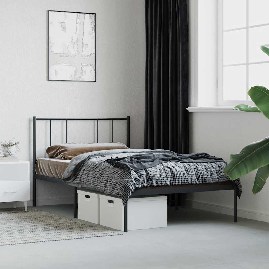 Estrutura de cama com cabeceira 90x190 cm metal preto