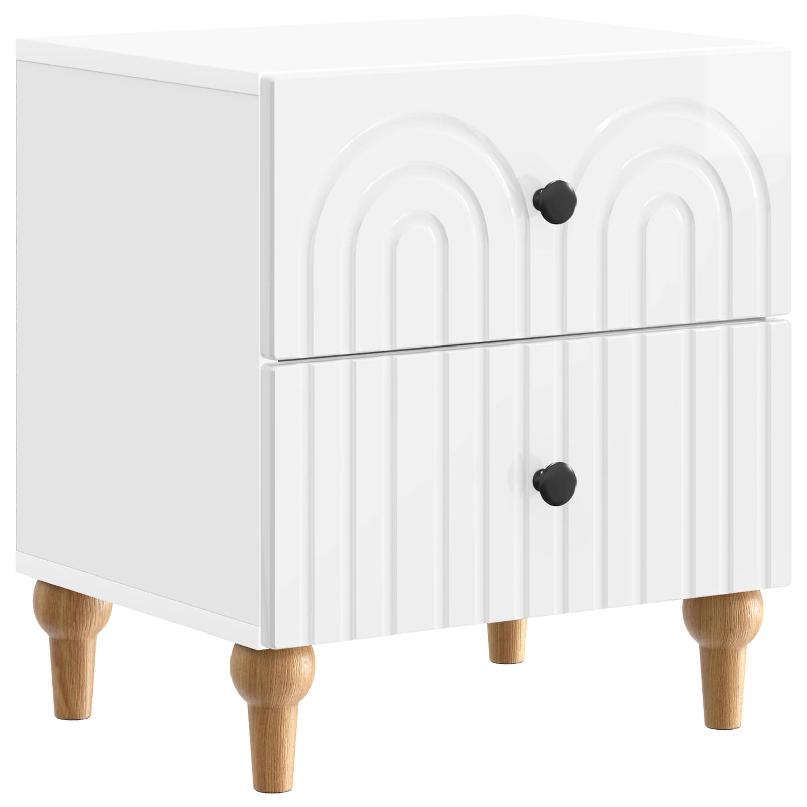 Armário de cabeceira branco brilhante 43 x 34,5 x 48 cm