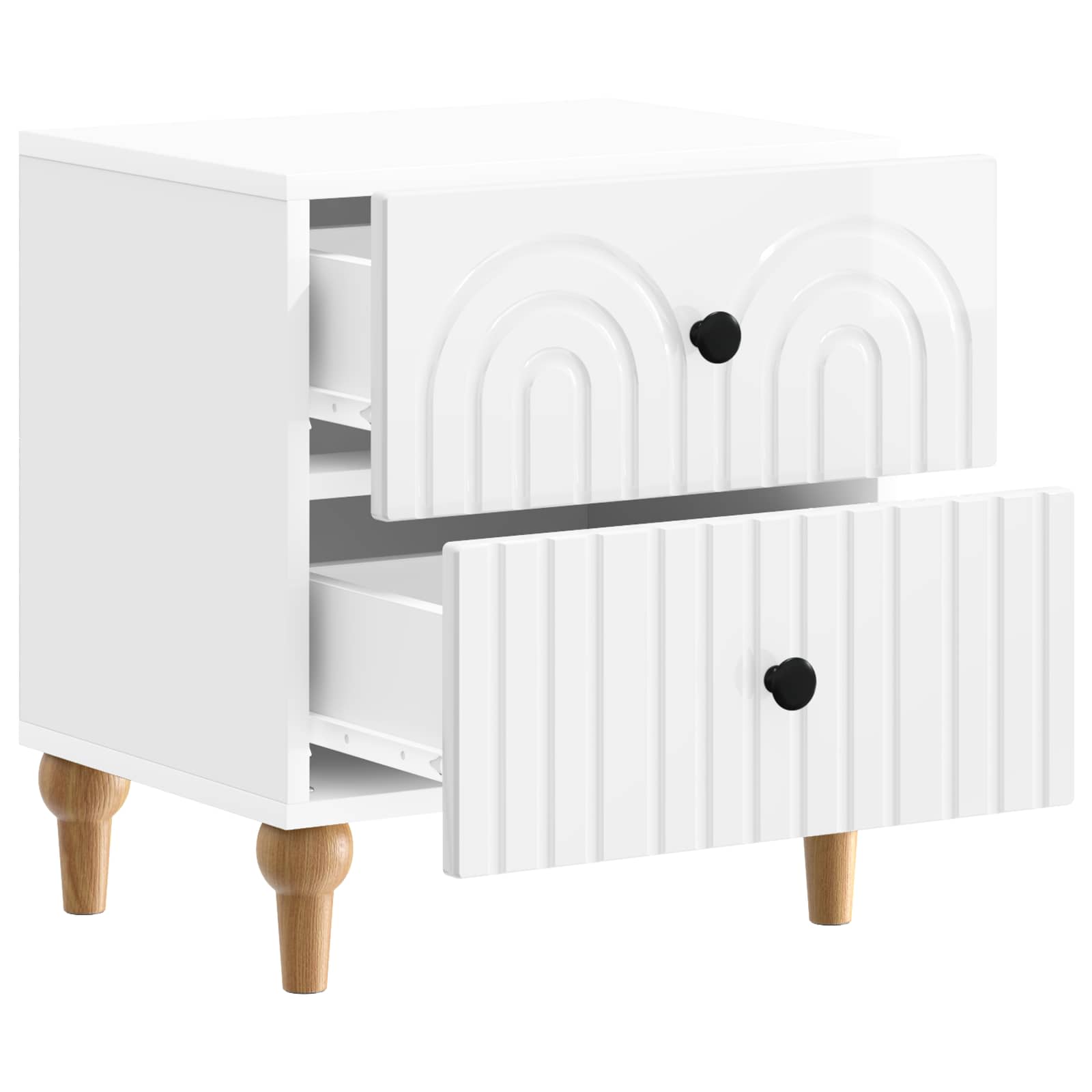 Armário de cabeceira branco brilhante 43 x 34,5 x 48 cm