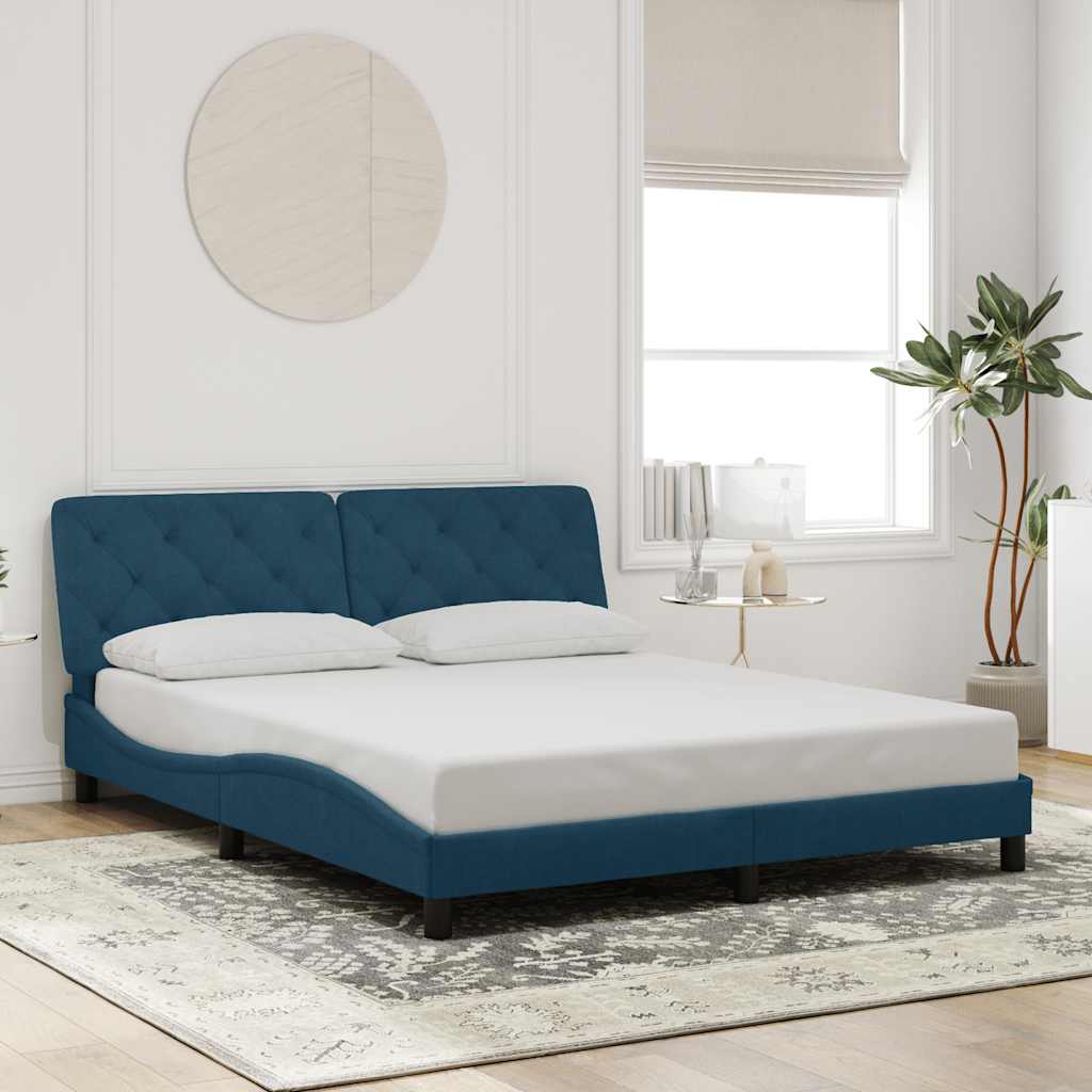 Estrutura de cama com LED sem colchão 160x200 cm veludo azul