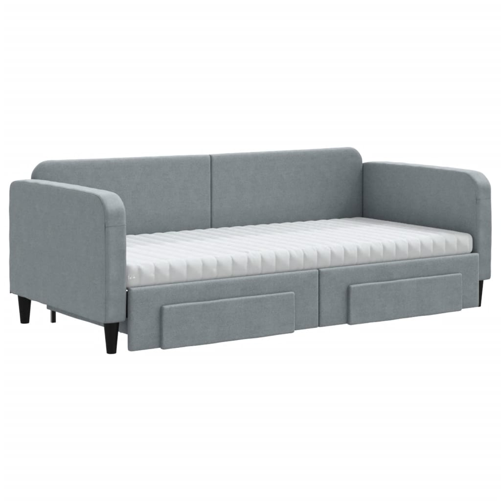 Sofá-cama c/ gavetão e gavetas 90x200 cm tecido cinzento-claro