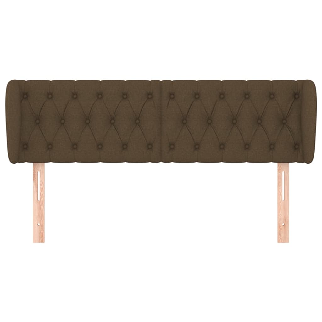 Cabeceira de cama c/ abas tecido 147x23x78/88cm castanho-escuro