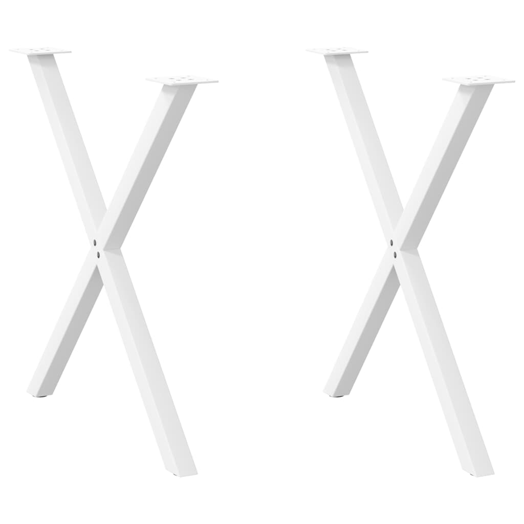 Pés para mesa de jantar em formato de x, 2 peças, branco, 80x (72-73) cm, aço