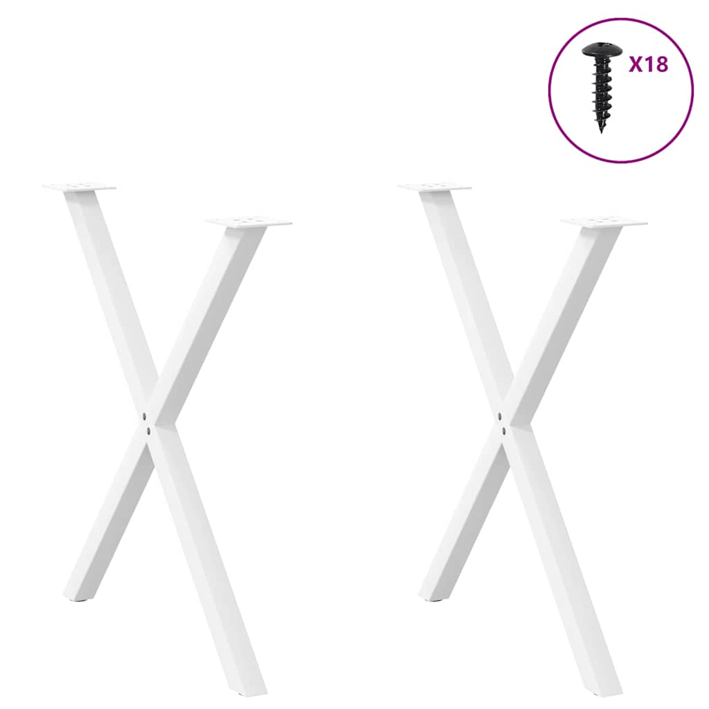 Pés para mesa de jantar em formato de x, 2 peças, branco, 80x (72-73) cm, aço